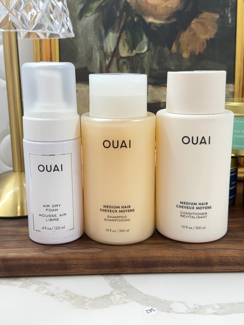 OUAI Medium Hair Shampoo Conditioner 10oz & Air Dry Foam 4oz Set 3-Piece Bundle